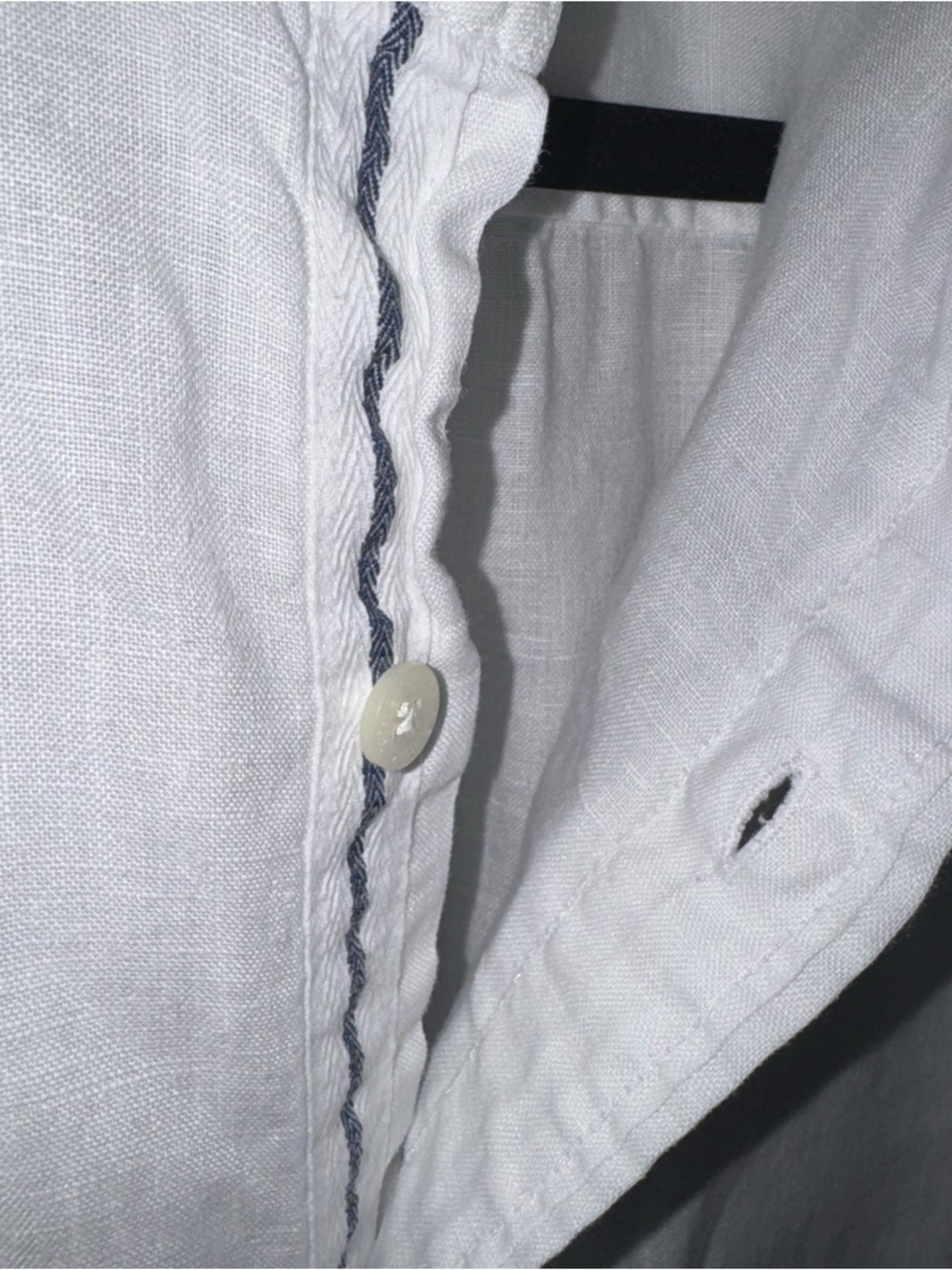 XLT Lands' End White Short-Sleeve Button-Down Linen Shirt - Picture 7 of 10